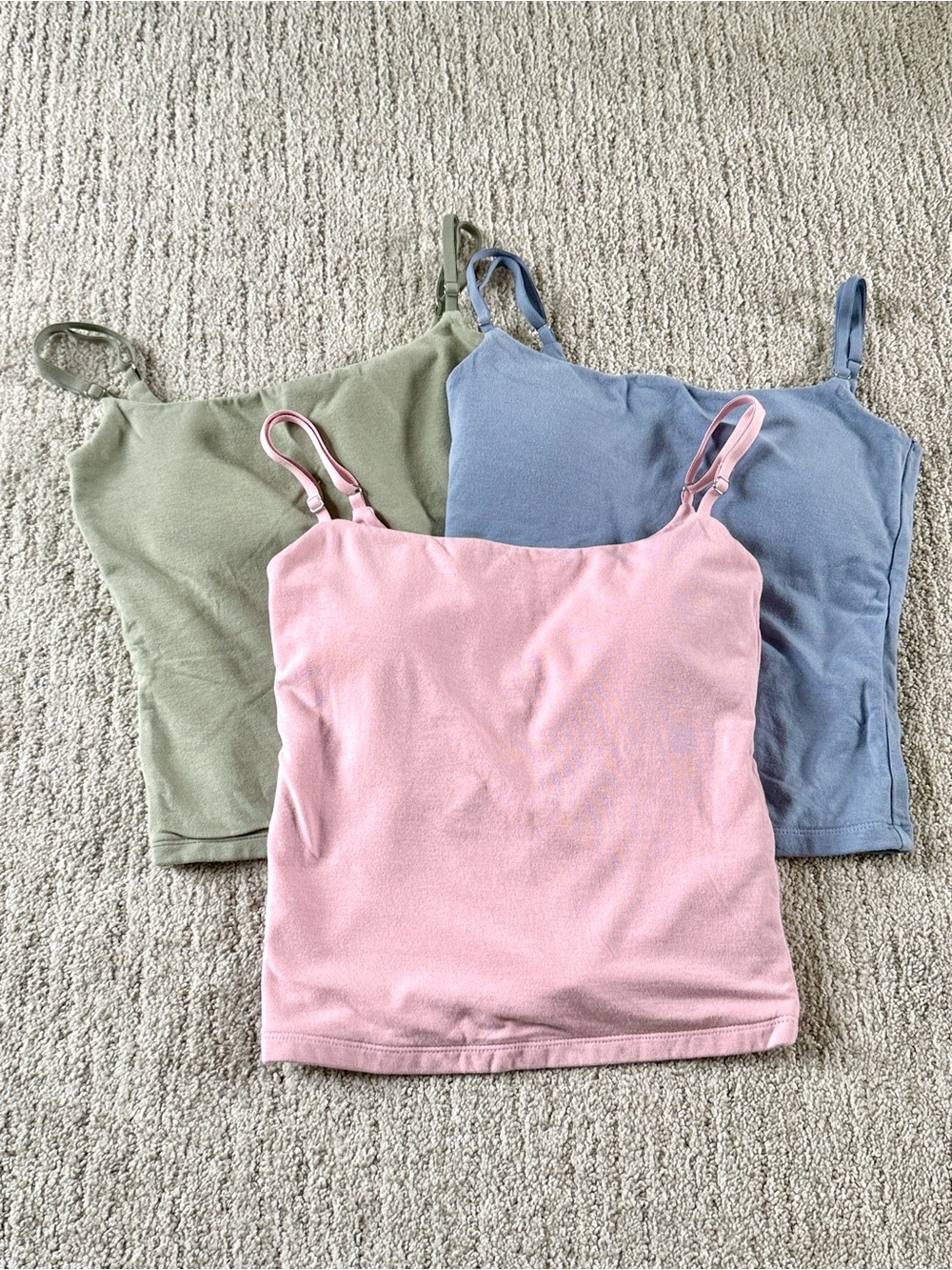 Abercrombie & Fitch Ribbed Camis in Pink, Sage & Dusty Blue
